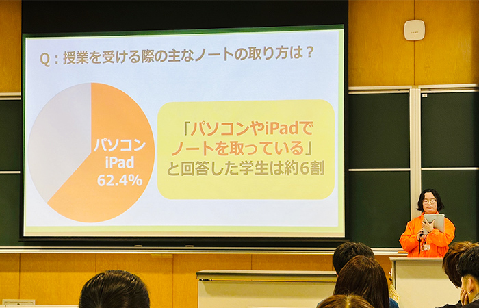 学院大生でパソコンやPadを利用してノートをとる学生の割合は62.4%！