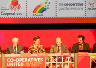ICA Extraordinary General Assembly (ICA President, Dame Pauline Green, second from left, with other speakers)
